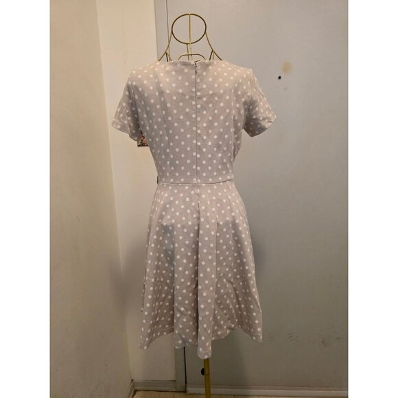 H&M Women's Beige Polka Dot Midi Dress Size M Cotton Stretch - Picture 5 of 12